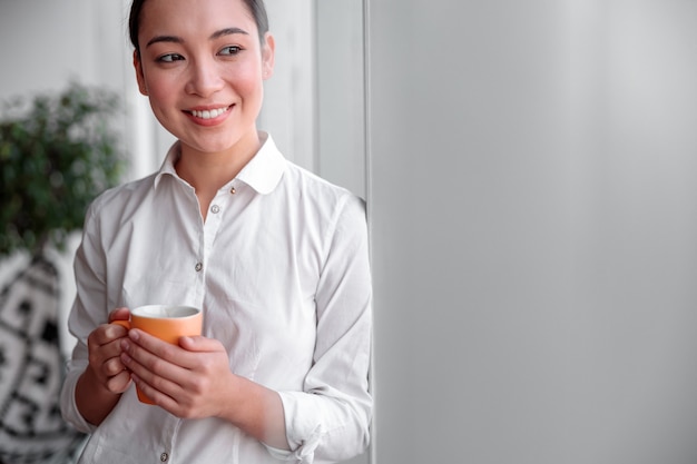 Asian woman working in IT office