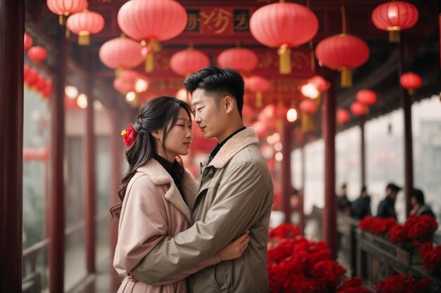 Photo asian women carrying red envelopes for happy chinese new year