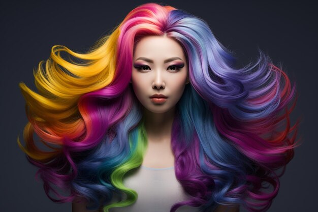 Asian women's colorful hairstyles