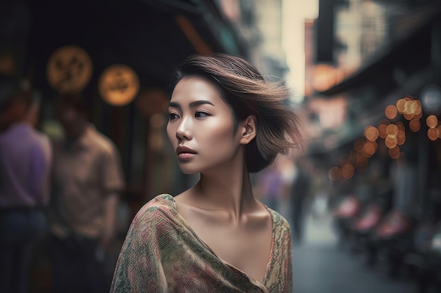 Asian women street beauty New trip Generate Ai