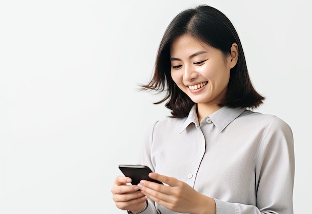 スマートフォンを使用するアジア人女性