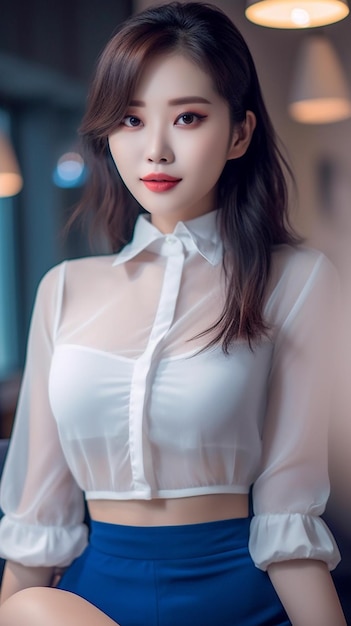 Asian women in the white dress