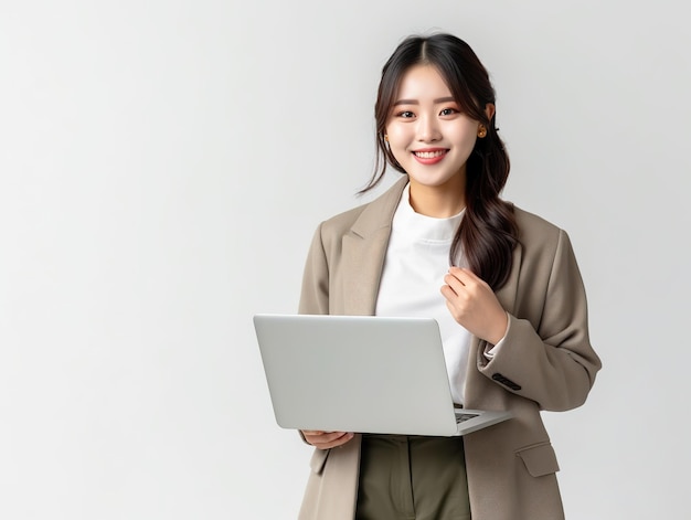 Asian women with laptop website banner design