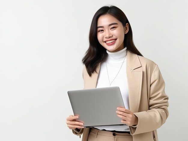 Asian women with laptop website banner design