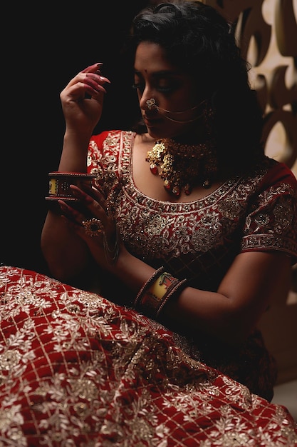 asian women with traditional bridal look image