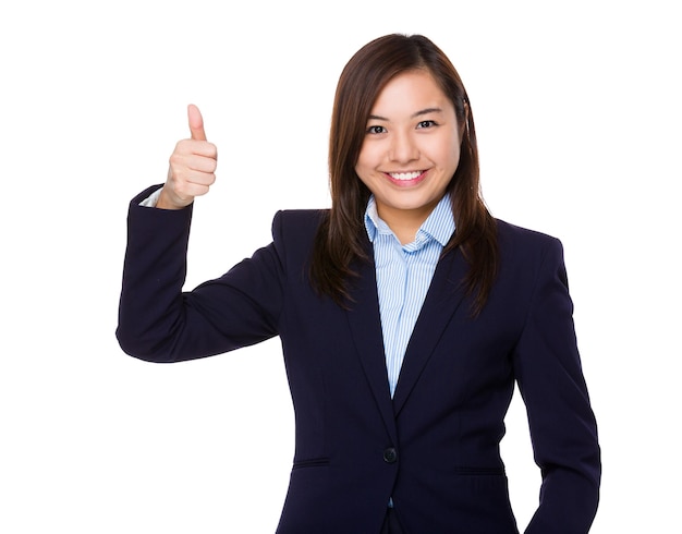 Asian Young Businesswoman showing thumb up