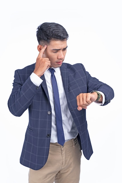 Asian young handsome business man with smart watch