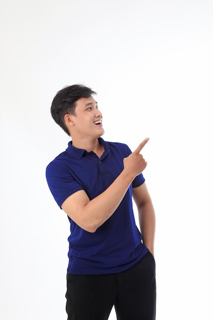 Asian young handsome man in polo shirt isolated on white background