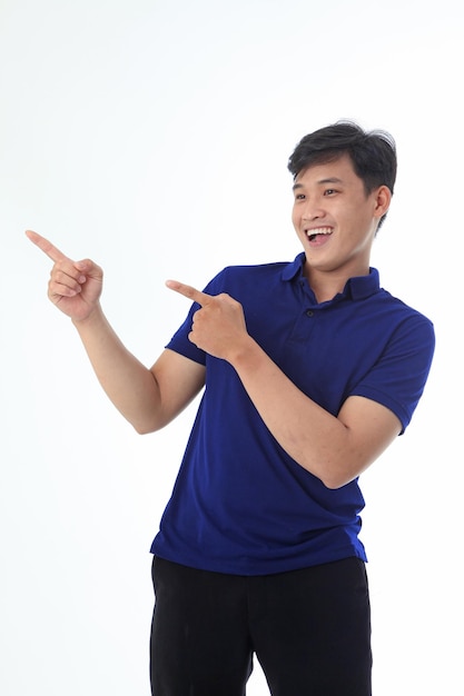 Asian young handsome man in polo shirt isolated on white background
