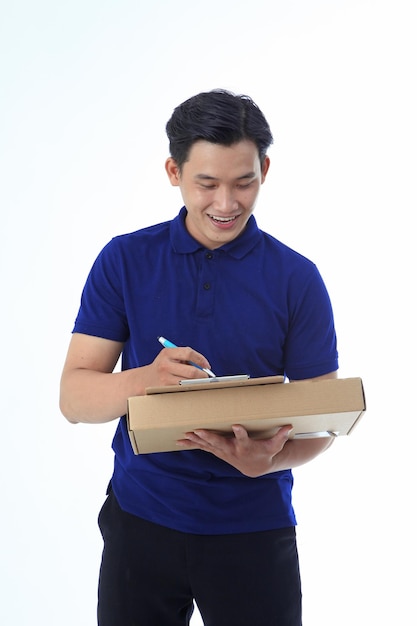 Asian young handsome man in polo shirt isolated on white background