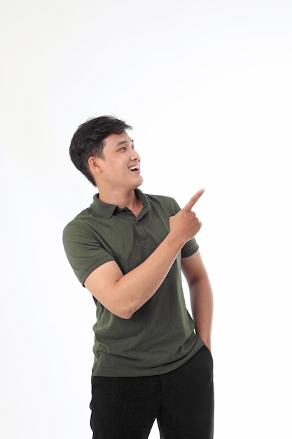 Asian young handsome man in polo shirt isolated on white background