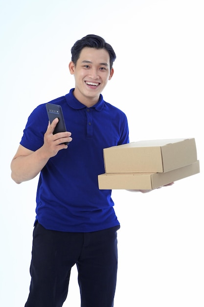 Asian young handsome man in polo shirt isolated on white background