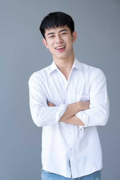 Asian young handsome man smiling