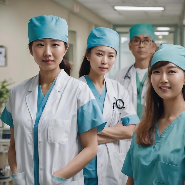 Молодая азиатская основная группа больничных специалистов