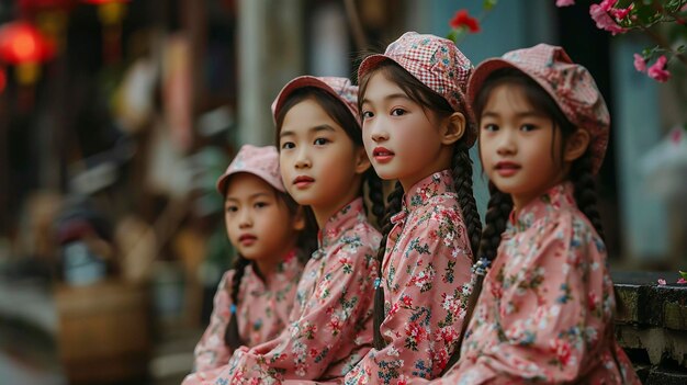 사진 아시아의 젊은이들이 아시아에서의 삶을 묘사합니다.