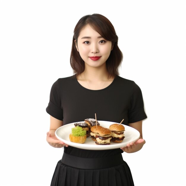 Asian young woman is eating diet food