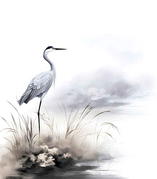 an Asianstyle crane painting