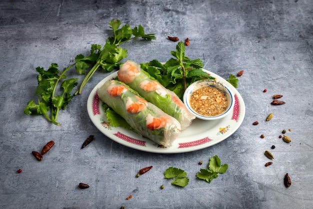 asiatic rolls on a plate