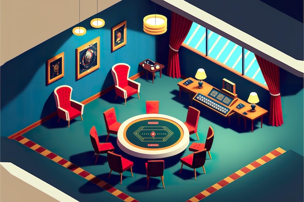 Asino interior flat illustration casino game room