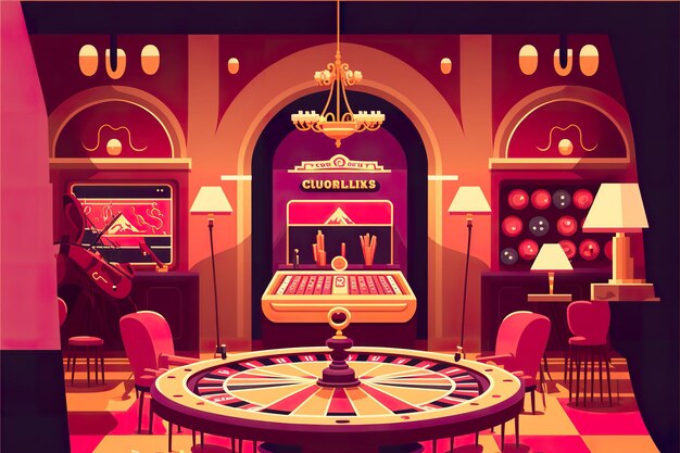 Photo asino interior flat illustration casino game room