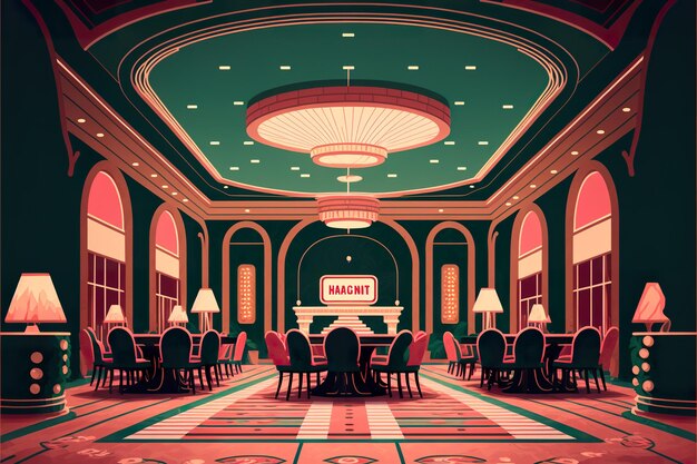 Photo asino interior flat illustration casino game room