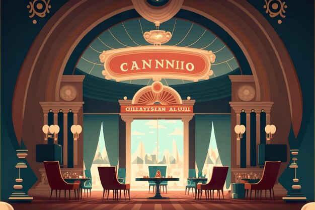 Photo asino interior flat illustration casino game room