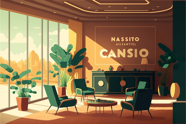 Asino interior flat illustration