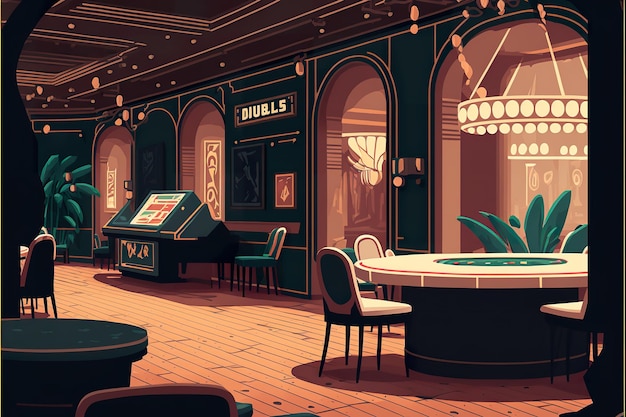 Asino interior flat illustration