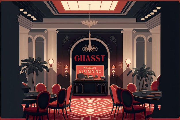 Asino interior flat illustration