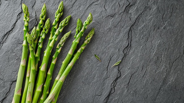 Asparagus isolated on slate background left blank space Generative Ai