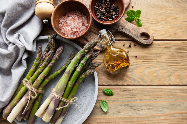 Asparagus on old wooden