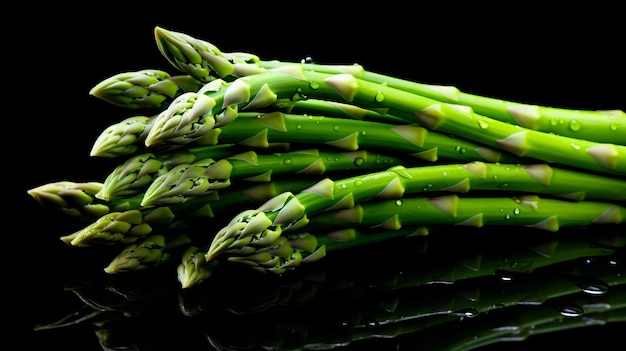 asparagus peulen op een zwarte achtergrond geïsoleerd