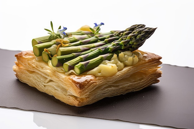 Asparagus Puff Pastry Baked Vegetable Pastries Baking Asparagus Meal Abstract Generative AI Illustration