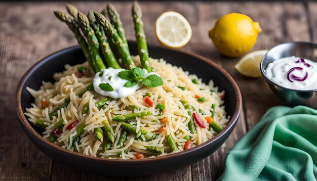 Asparagus Pulao met Minty Lemon Raita