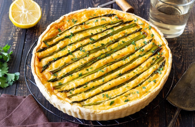 Asparagus quiche Vegetarian food French cuisine Pie