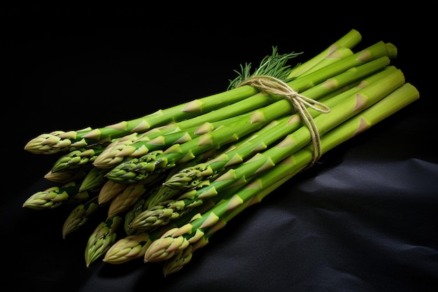 Asparagus tips bundled standing upright