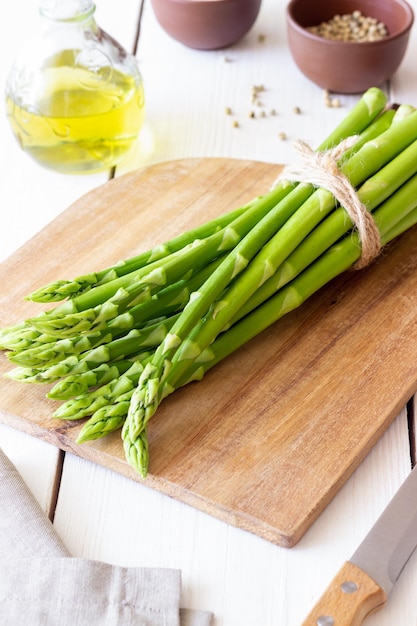 Asparagus on a white background Healthy eating Vegetarian food Diet