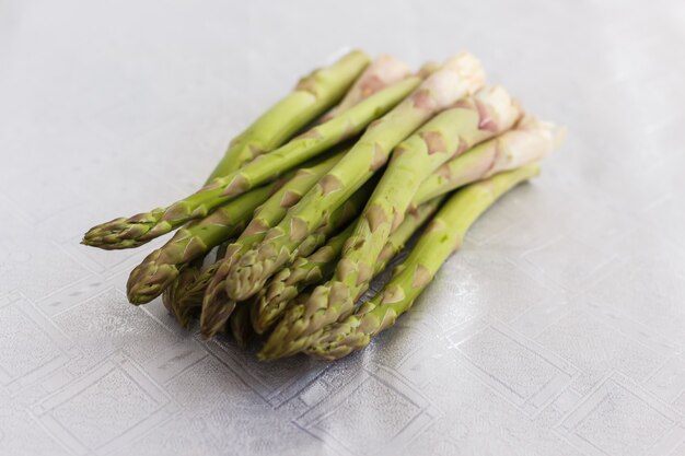 Asparagus on a white tablecloth