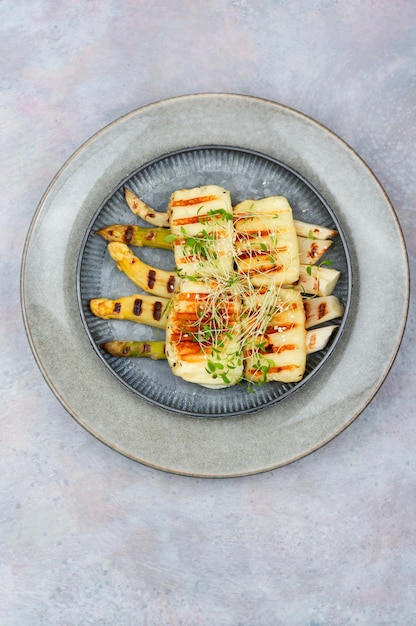 Asparagus with halloumi healthy eating