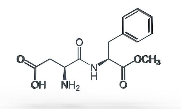 Foto aspartame modello dolcificante alimentare zucchero chimico dieta artificiale chimica fondo bianco dolce salute