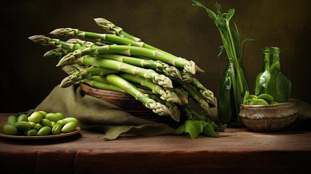 Asperge groenten op tafel