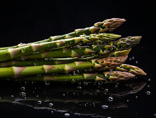 Asperges met waterdruppeltjes bovenop