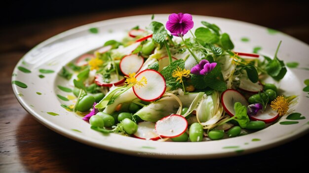 Aspergesalade met radijs, erwten