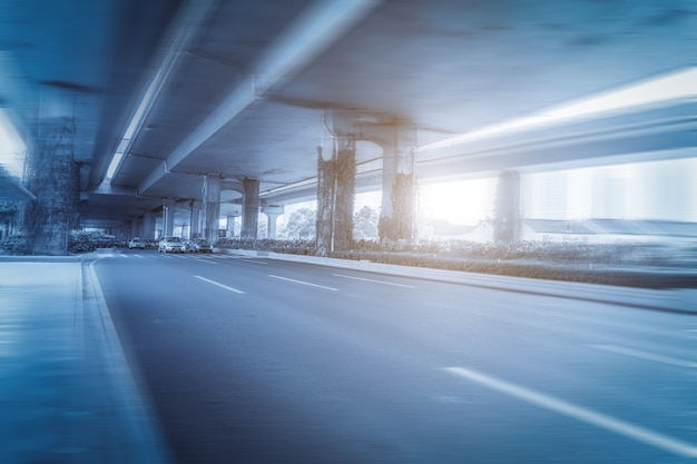 Asphalt highway and urban viaduct