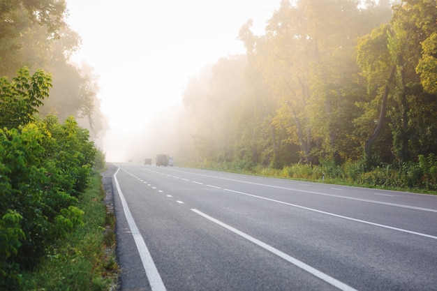 Asphalt highways and mountains under the blue sky