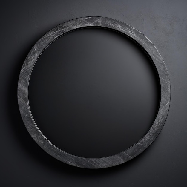 Asphalt Minimalistic Round Picture Frame Minimalistic Ring with Realistic Texture Square Digital Illustration Ai Generated Empty Circle on Black Background