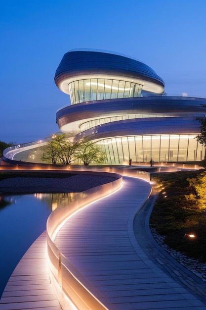 Asphalt road and city skyline with modern building at night in suzhou china