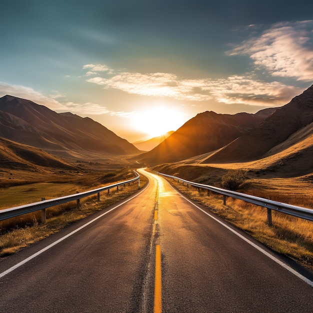 Asphalt road curve in forest