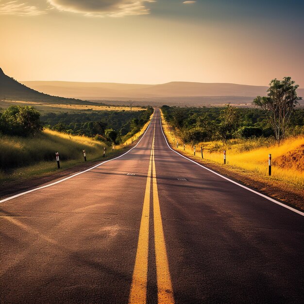 Asphalt road curve in forest