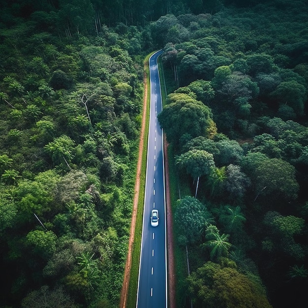 森のアスファルト道路の曲線